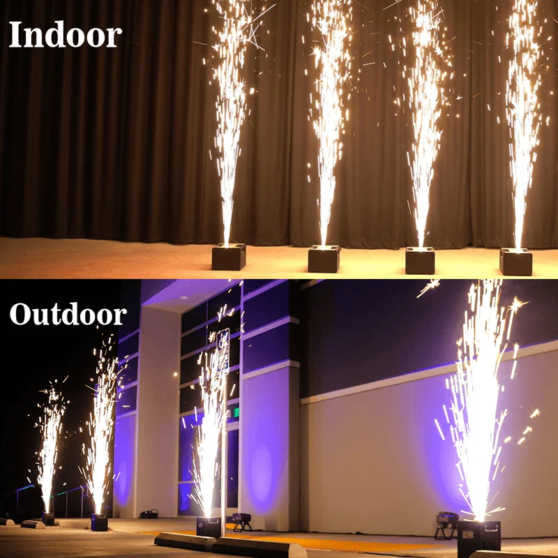 Hot Cold Spark Machine DMX Firework Machine 3-16ft Adjustable Stage Special Effect Machine for Wedding Party DJ Disco,Black