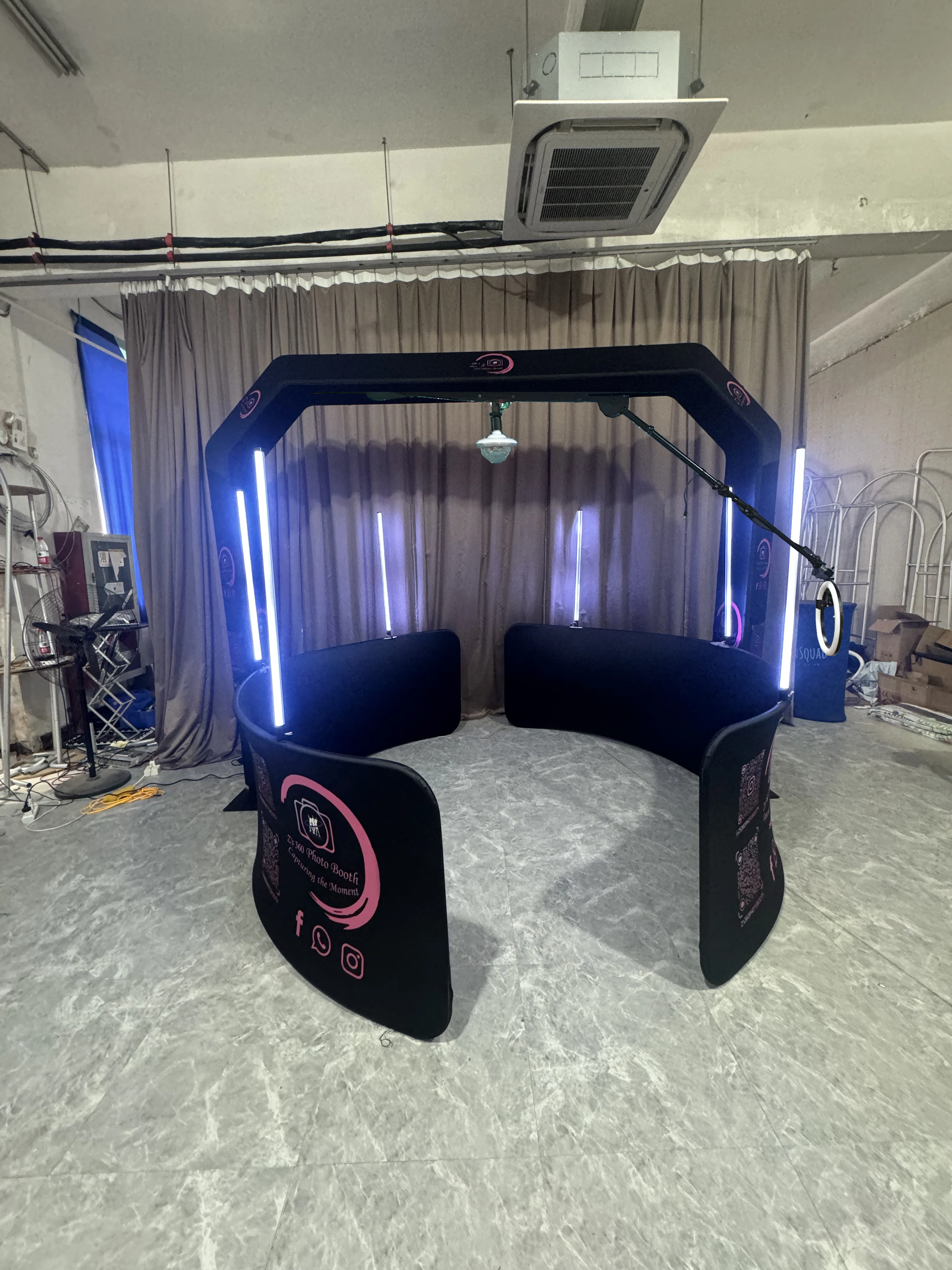 2024 Best Choice 360 Overhead Photo Booth iPad & Smartphone Compatible LED Lights for Video for Camera & SLR