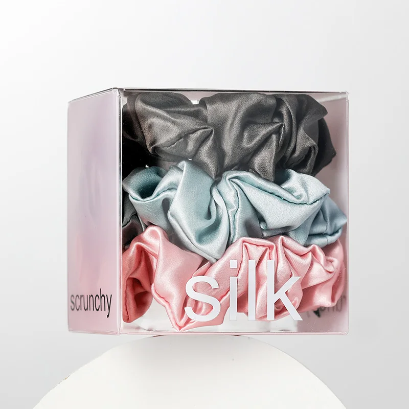 Customised Fashional Hair Ties Satin Scrunchies Large Silk Scrunchies Set With Box