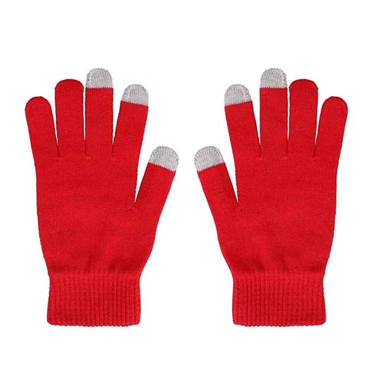 Womens knitted mitten with custom logo touchscreen knit gloves Fashion winter gloves