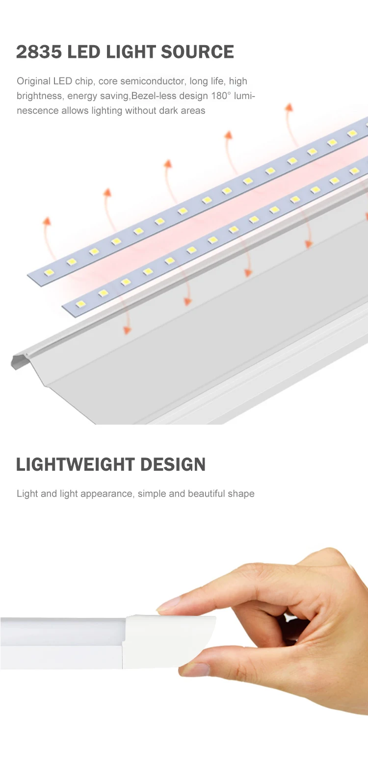 0.6 Power Factor Two Years Warranty Indoor 40w Round LED Linear Strip Light LED Batten Lamp