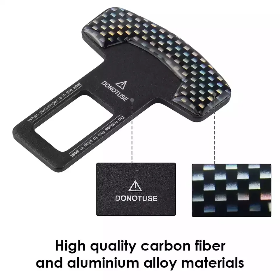 Safety Belt Buckles Real Carbon Fiber Car Seat Alarm Canceler Stopper Plug Buckle Seat belt Clip Car Safety Belt Extender