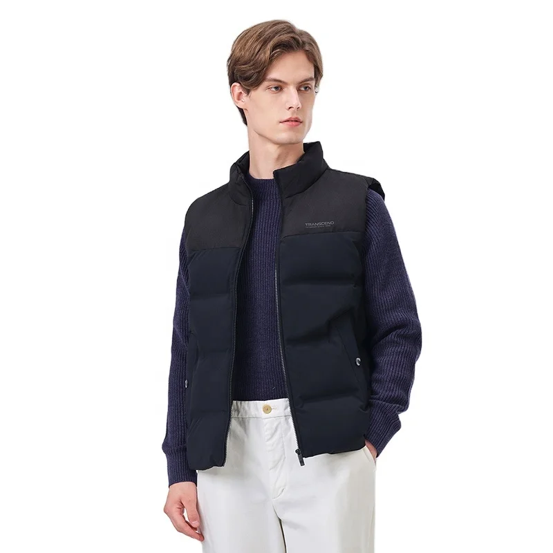 Wholesale mens winter vest sleeveless jacket stand collar down padded mens puffer vest