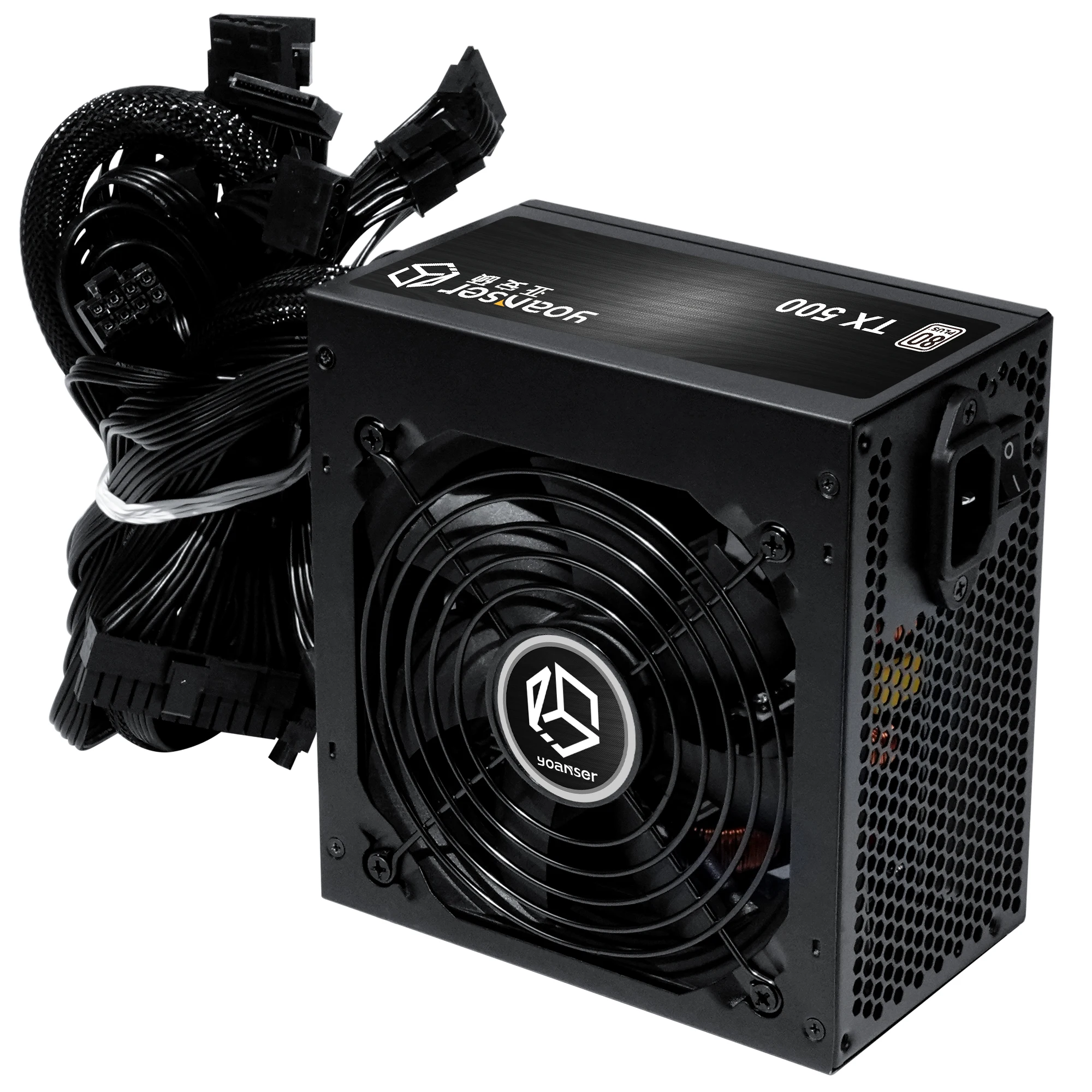 Real watts 80+ White certified 500W computer atx power supplies 120mm black fan computer power supply for pc