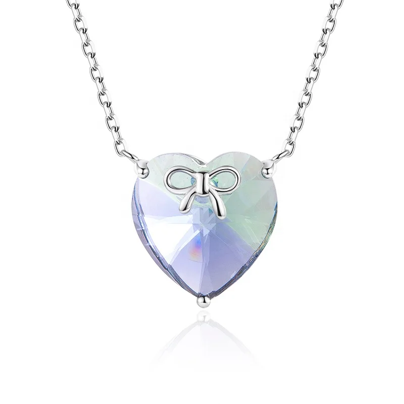 Fashion 925 women silver fish tail colorful stone pendant necklace