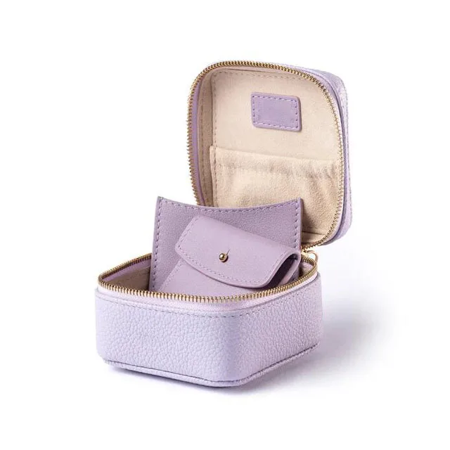 wholesale jewelry earing small case 2 individual sleeves Storage Case zipper faux leather jewelry box
