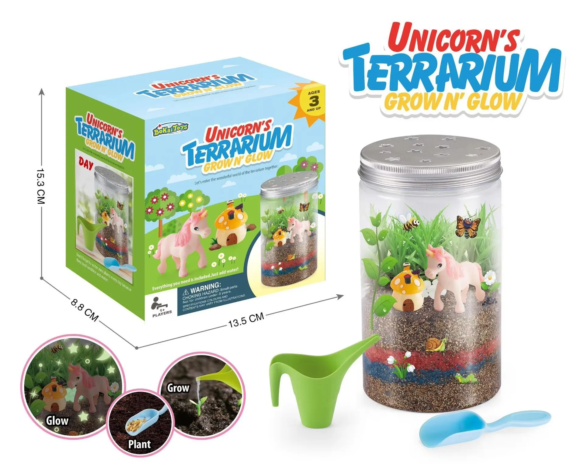 Factory Wholesale Indoor Potted Plants Grow Toys Dinosaur Grass Mud Horse Planting Jar Diy Terrarium Kit for Kids