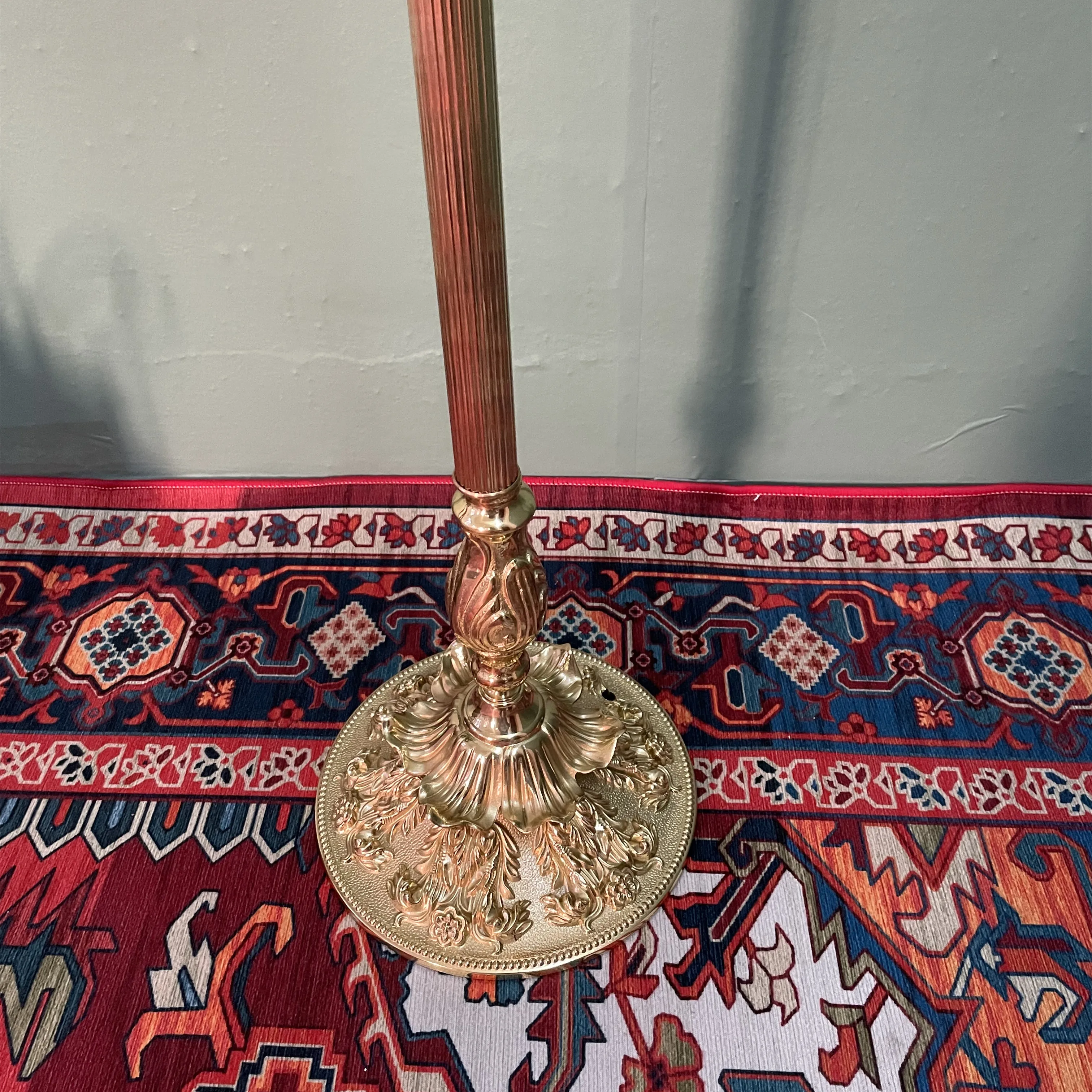 YUESHNE Die Cast Vintage European-Style Brass Fishing Floor Lamp With Palace Design For Bedroom And Living Room