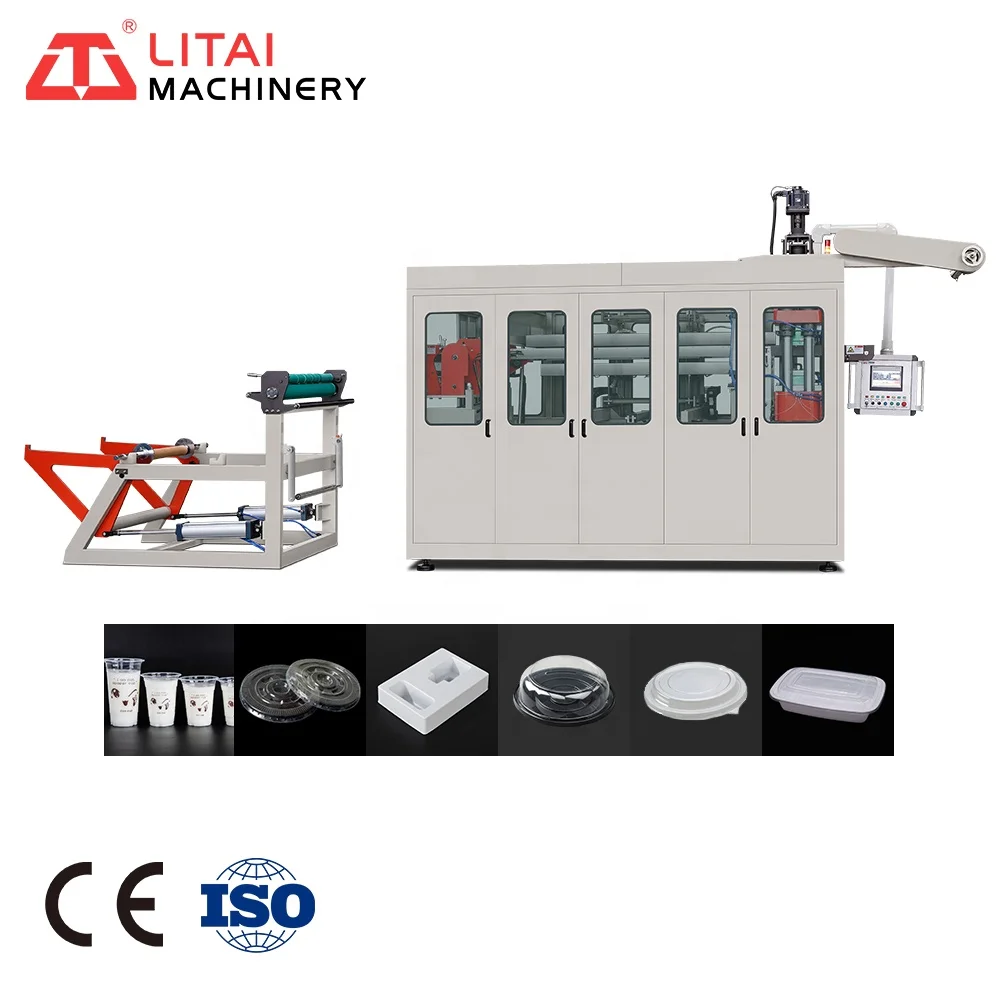 Fully Automatic Sheet Feed For Pp Cup Lid With Robot Arm Thermoforming Machine