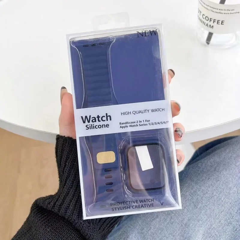2022 new design a Set of Watch Strap and Screen Protector Suitable for iWatch 38mm 42mm 44mm Silicone Watch Band Accessories