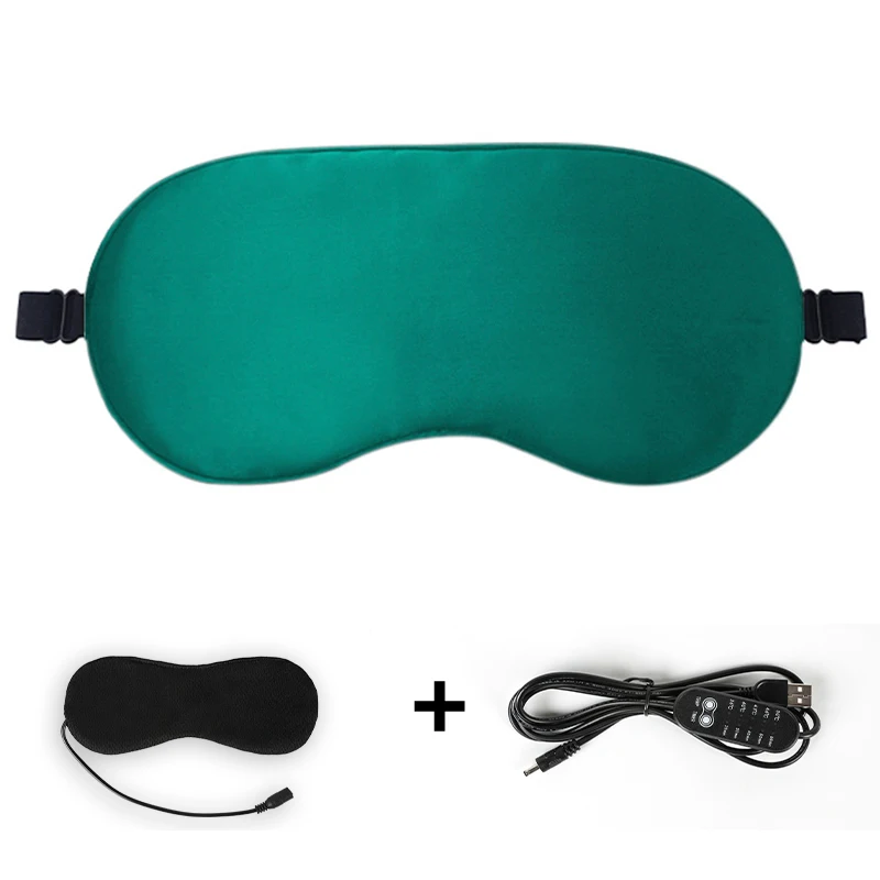 Custom Color Soft Satin USB Temperature Controlled Eye Mask Female Nap Light Shield Eyemask Heating Sleep Eye Mask