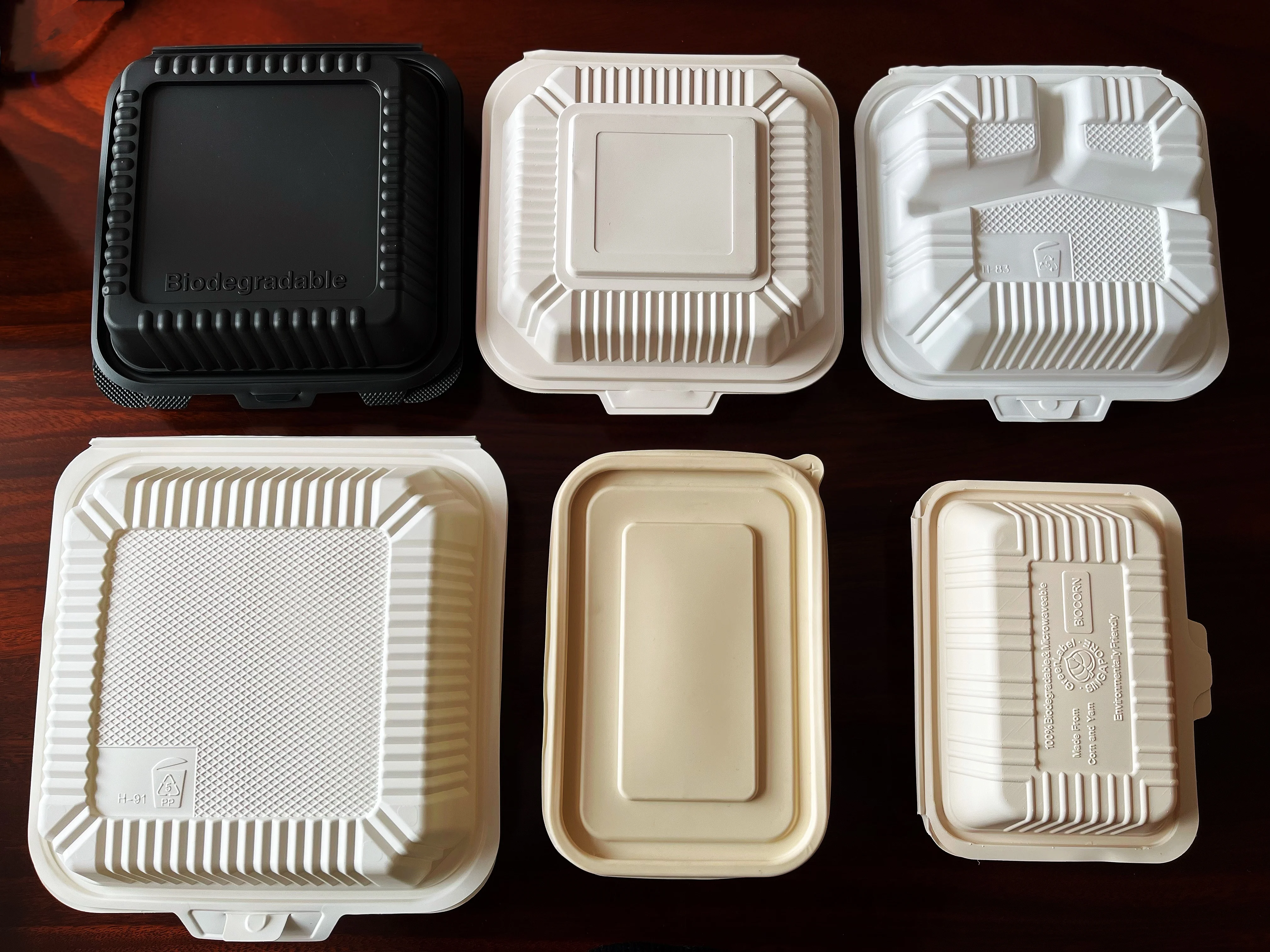 thermoforming vacuum  tableware PLA PBAT corn starch one step forming fast food lunch box production line