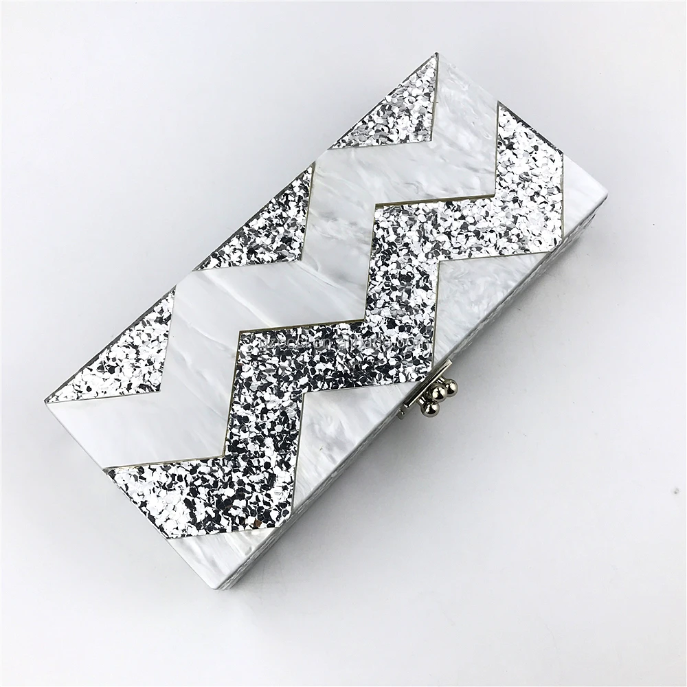 
OC4093 Wholesale acrylic evening supplier custom wave women acrylic bags 