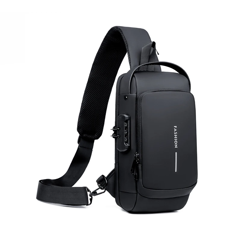 Custom Logo Crossbody Bag Men Waterproof Anti-theft Chest Bag Male Fashion Sling Cross Body Shoulder Bag With USB And Lock