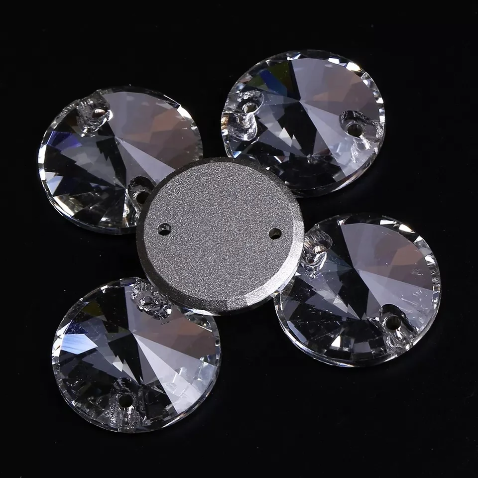 K9 Crystal AB Color Round Rivoli Gemstones Bulk Flat Back Glass Rhinestones Sew On For Diy Clothing