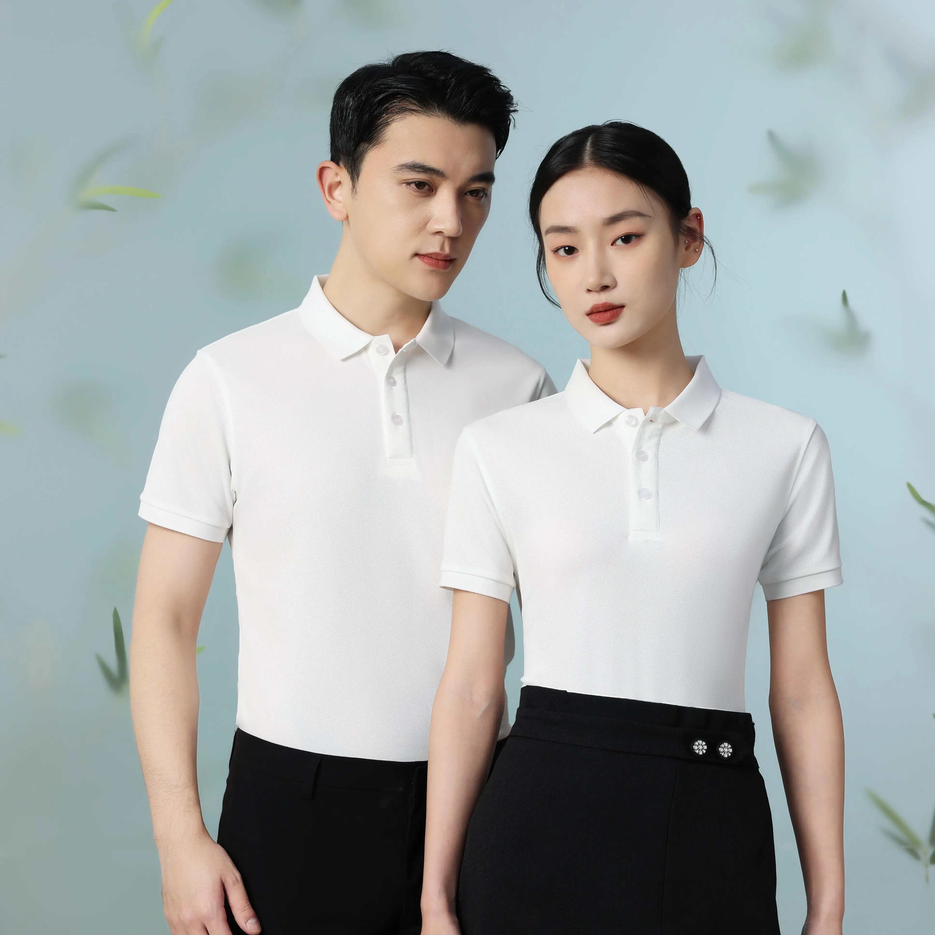 High Quality Classic Shirt Neck Collar White  Embroidery Polo Shirts 100% cotton For Men polo shirt