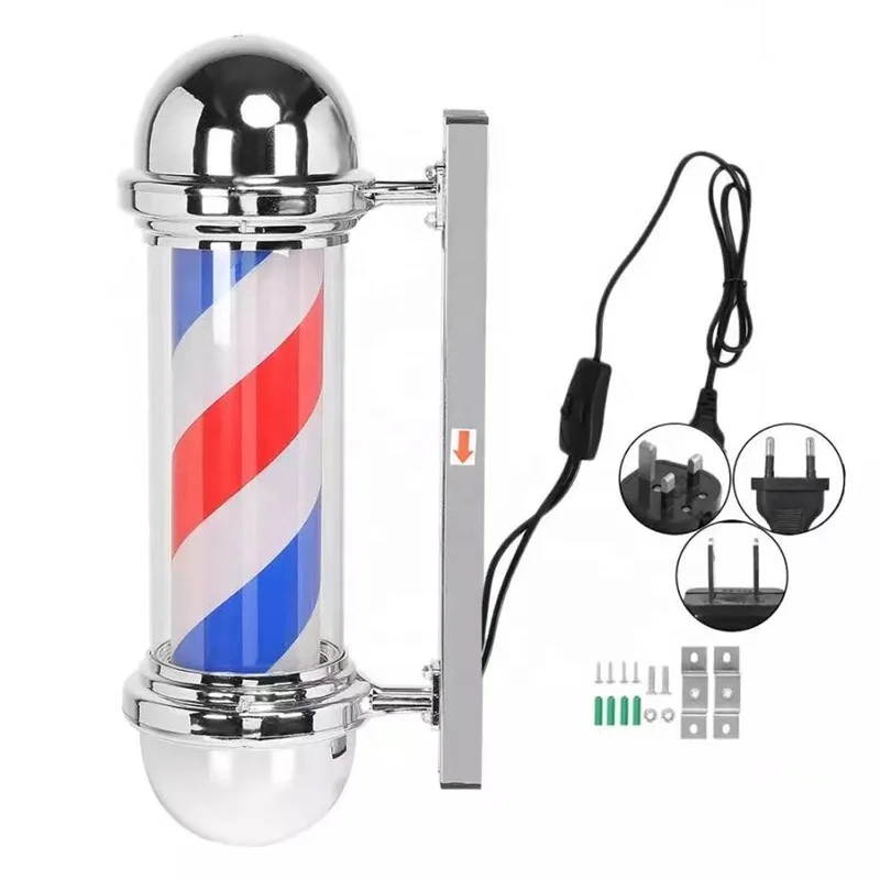 Barbershop accessories Professional  LED Professional Hair salon turn light  wall hanging rotating led fashion barber pole set