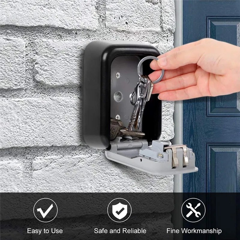 Safe Box Weatherproof 4 Digit Combination Outdoor Key Security Storage Case Key Lock Box Wall Mounted Aluminum Alloy Key