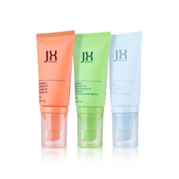 Airless pump cosmetic tube 50ml BB eye face hand cream lotion sunscreen skincare plastic soft tube packaging with pump