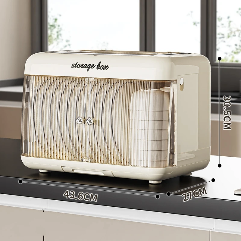 XJH Household Plastic Cupboard Double Standing Kitchen Accessories Dish Drainer Rack Tableware Storage Box Bowl Lid Tray