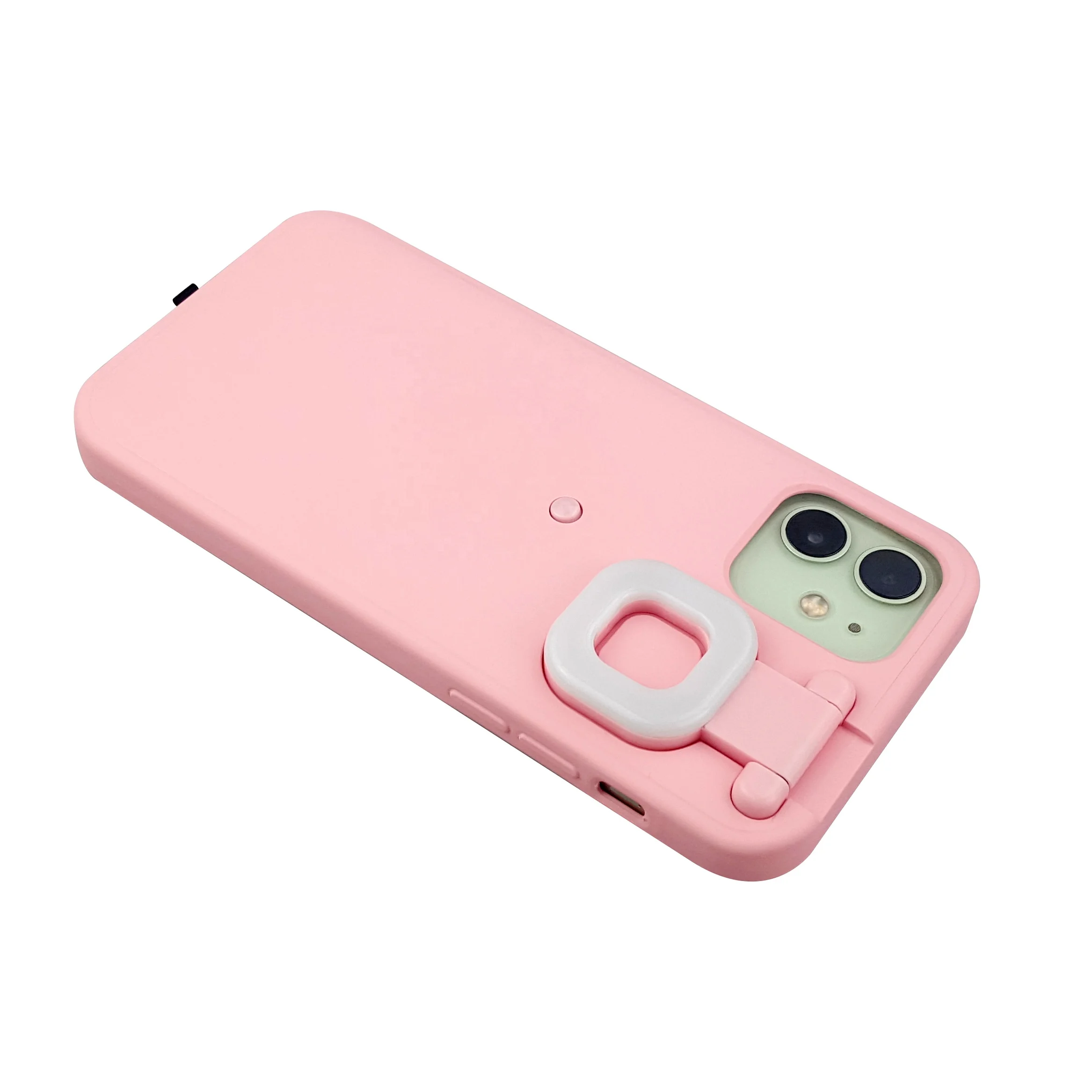 Smart Selfie Fill Light Up Phone Case for iPhone 12 11Hidden Square Light LED Phone Holder Cover for Video Live