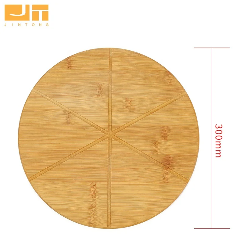Factory Direct Bamboo Pizza Board With Groove Easy To Cutter Serving Board For Restaurant