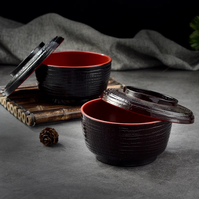 Miso Soup bowl Plastic small soup with cover