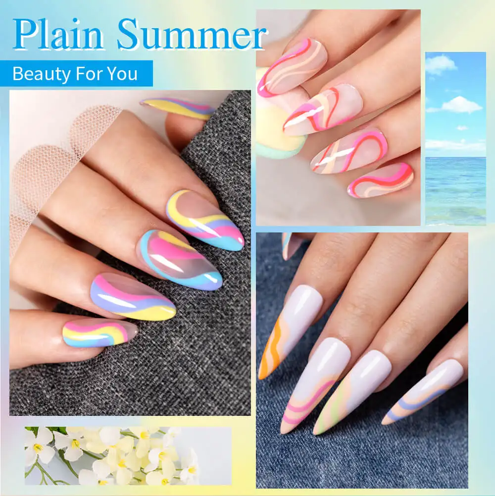 BOZLIN 12 Candy Color 8ml Ultra Fine Brush Pull Line Graffiti Nail Gel Polish Painting Stripe Design Nail Art Liner Gel Polish