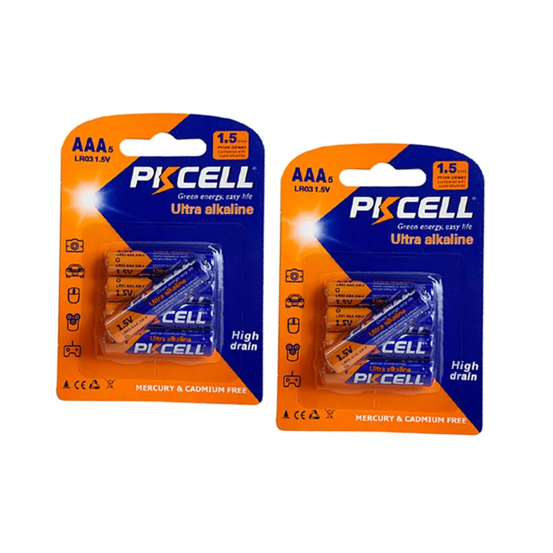 PKCELL батарейки типа AAA lr03 1 5 V Zn-MnO2 сухая батарея туда и обратно долговечные щелочные батареи