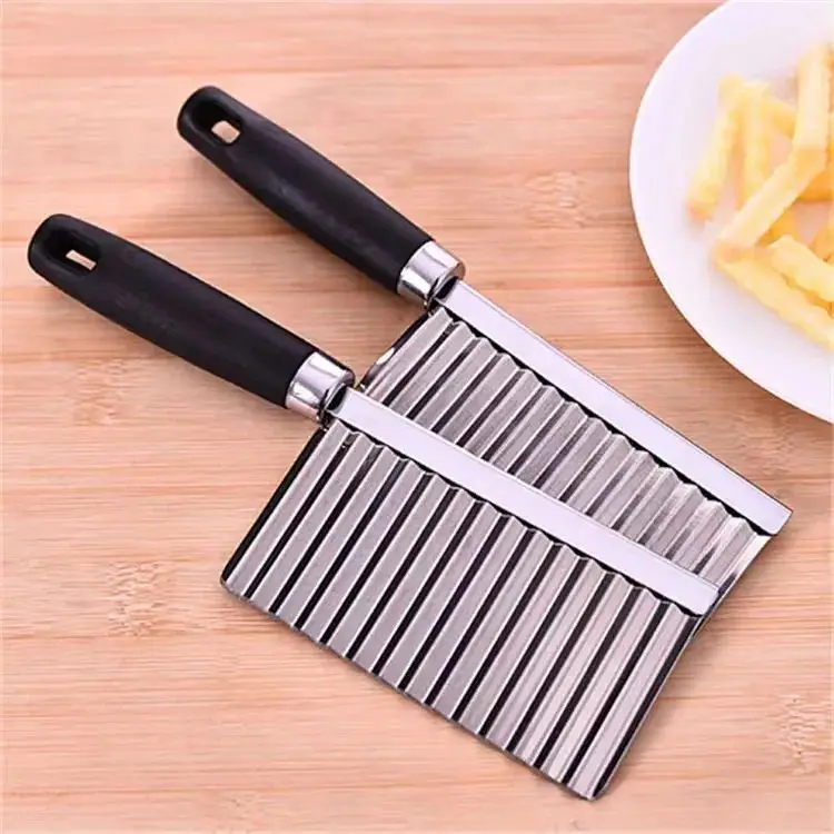 Stainless Steel Potato Chip Slicer Dough Vegetable Fruit Crinkle Wavy Slicer Knife Potato Cutter Chopper French Fry Maker