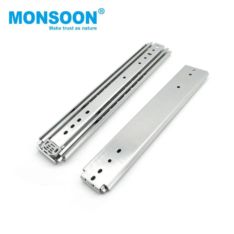 Furniture Accessories kitchen cabinet door ball bearing steel roller 76mm wide heavy duty drawer slide rail without lock