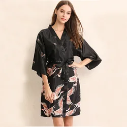 Wedding Party Bridesmaid Satin Robe Nightgown Dentelle High Quality Kimono Robe women