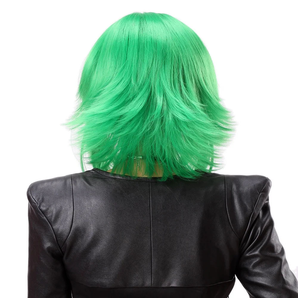 Stylish Green Short Curly Full Hair Costume Wig Lady Anime Hair Cosplay Wig
