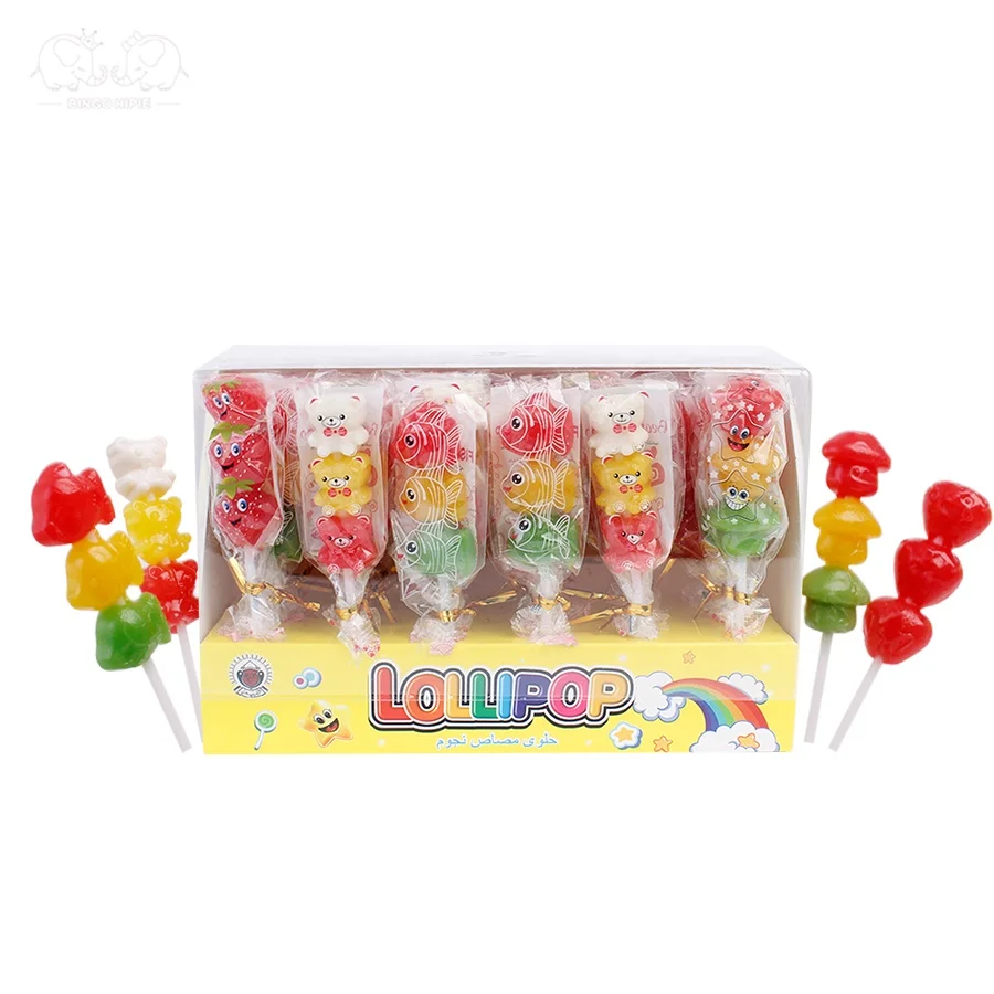 OEM/ODM Caramelos Dulces Fruit Assorted Animals Shaped Halal Kids Snacks Hard Candies Lollipop Candy Bulk
