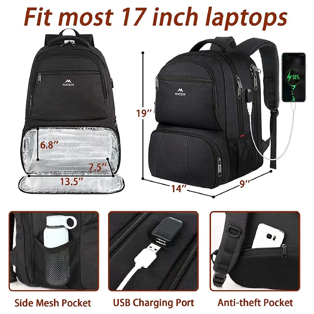 Custom Logo Big Capacity Insulated Cooler Backpack with USB Outdoor Food Delivery Picnic Lunch Backpack