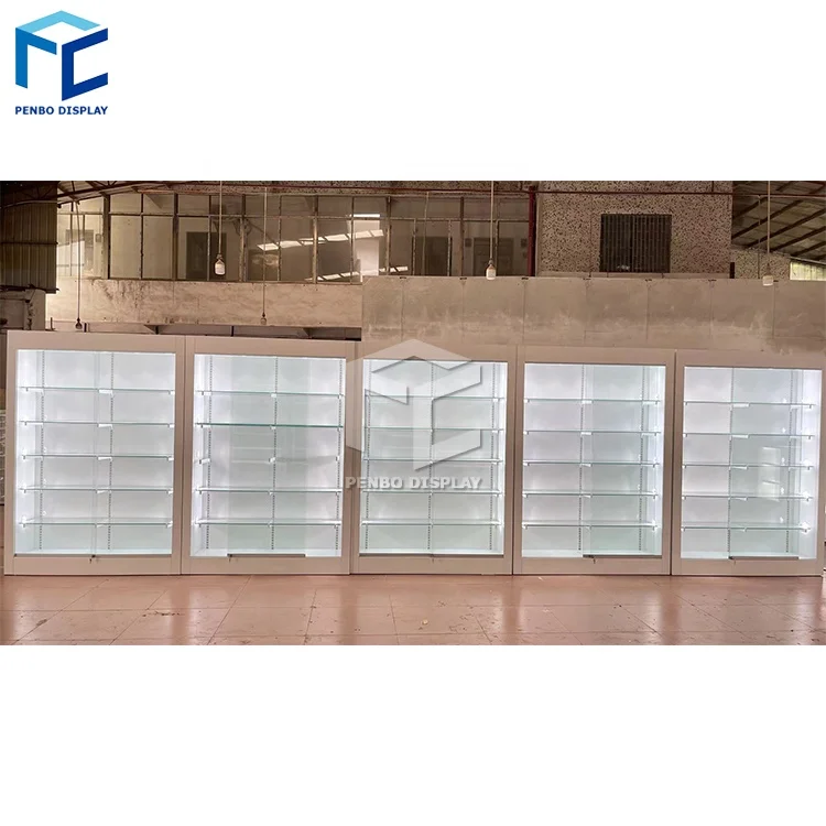 Customized Cigarette Cabinet Smoke Shop Showcase Cigar Display Racks Glass Cabinets Display Case For Smoke Shop