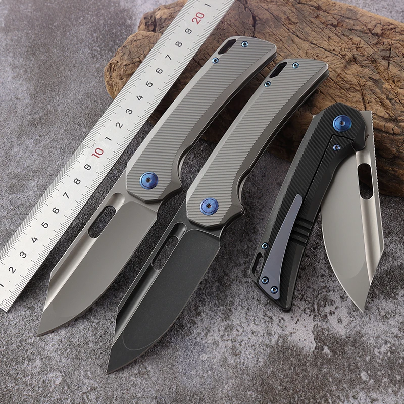Free Sample 2024 High End Quality Custom Titanium Alloy Handle With M390 Blade Outdoor Camping Tactical Survival Folding Knife