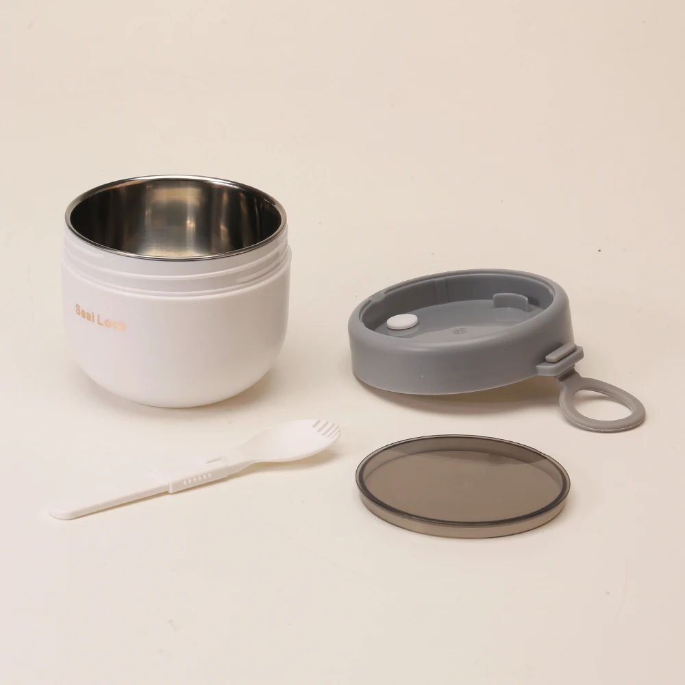 Double Wall Stainless Steel Food Container Airtight Breakfast Container Portable Cereal and Milk On the Go Cup 600ML