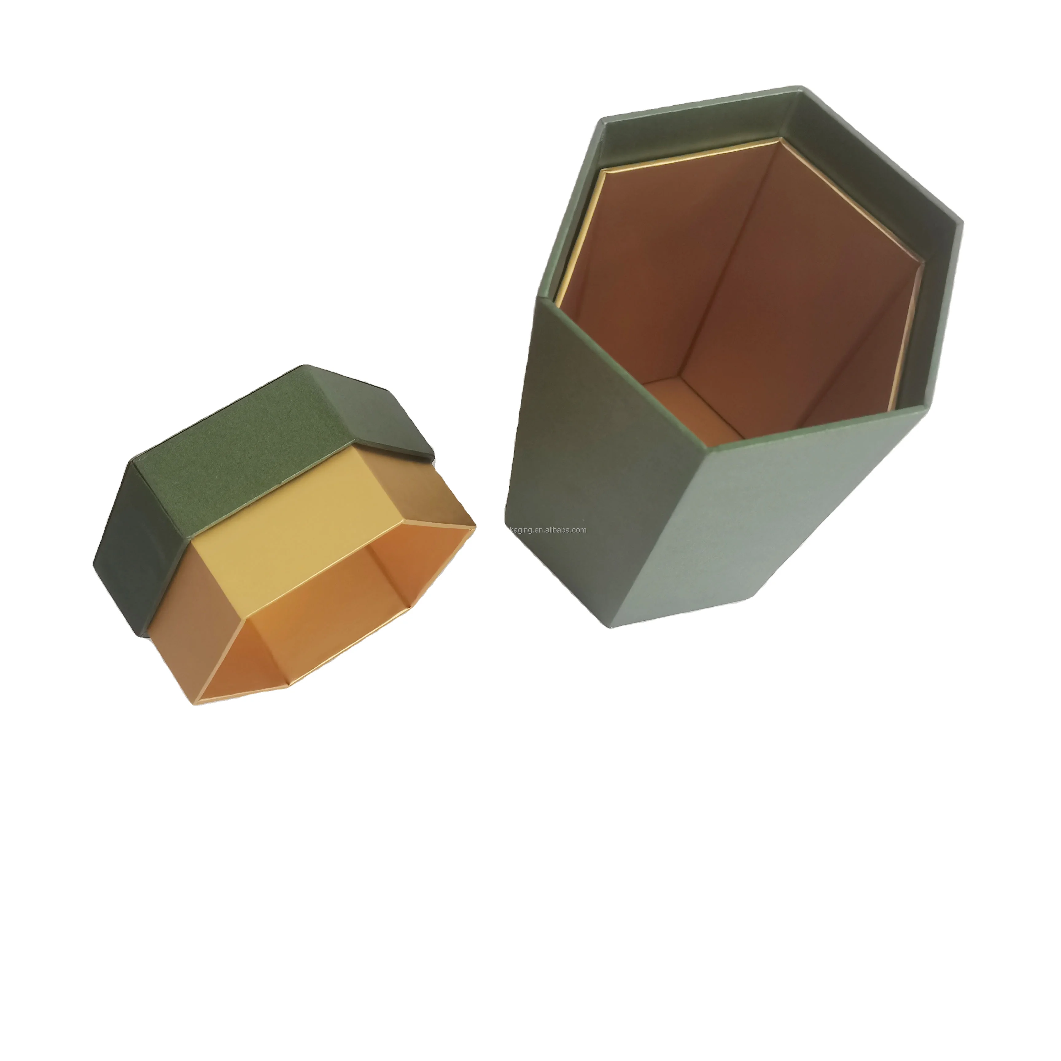 Unique Printing Empty Candle Jar Luxury Gift Box Hexagon Shape Cardboard Christmas Rigid Boxes Customize Perfume Box Packaging