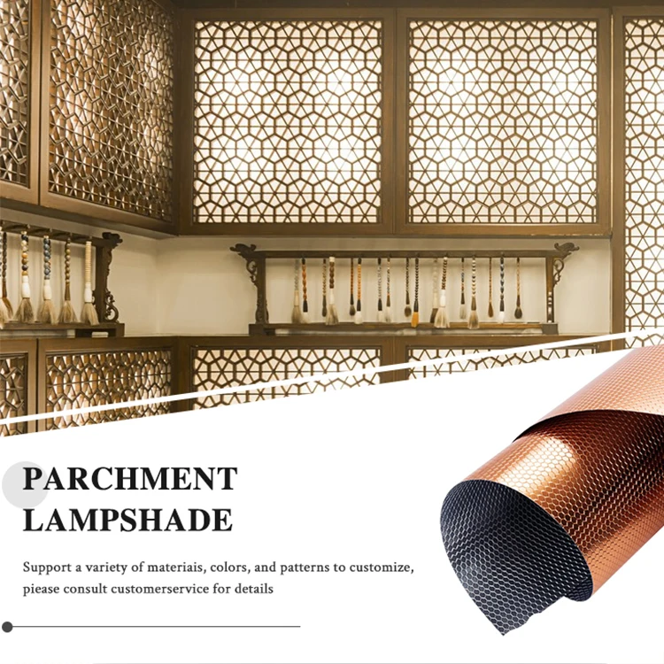 Black And Gold Classic Pull Switch Pleated Lampshade Transparent Film Parchment Lampshade Material