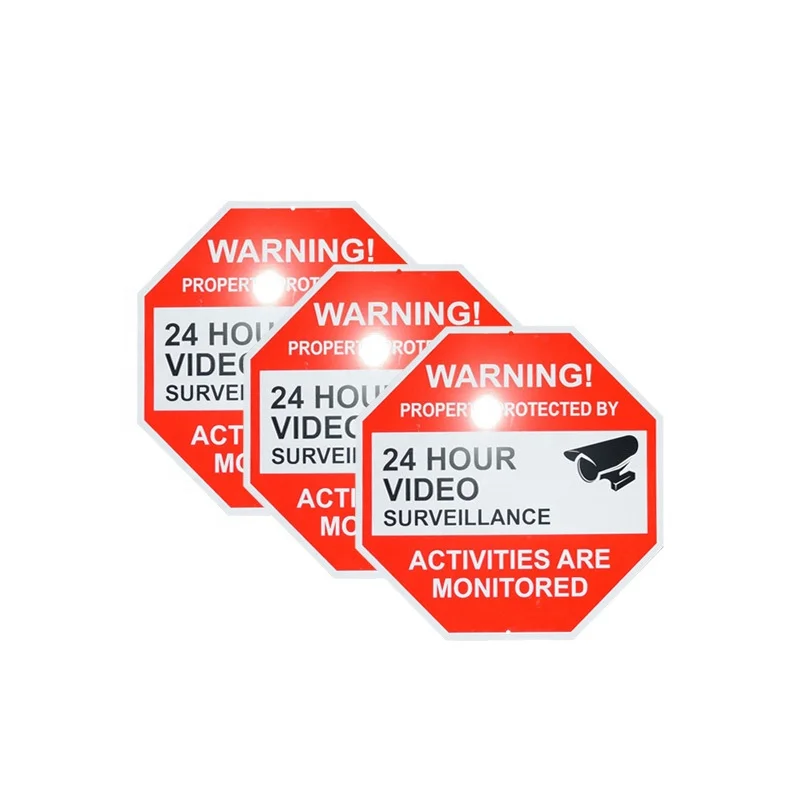 Заводская цена, индивидуальная пластиковая восьмиугольная Светоотражающая сигнализация, 24 часа, знак видеонаблюдения