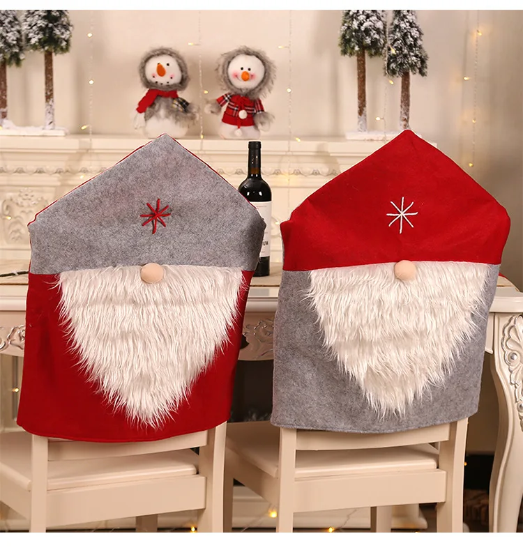 New arrival soft plush handmade Santa clus Christmas chair back cover decoration