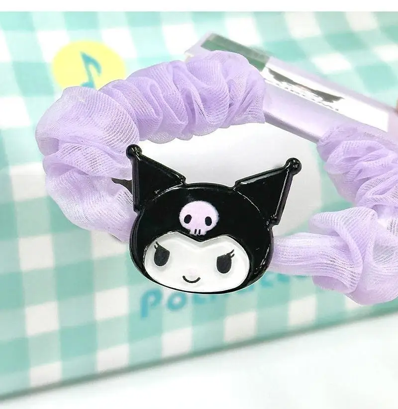 Genuine Cute Acrylic Hair Tie Kuromi Cinnamoroll Exquisite Small Versatile Mesh Rubber Band Headband