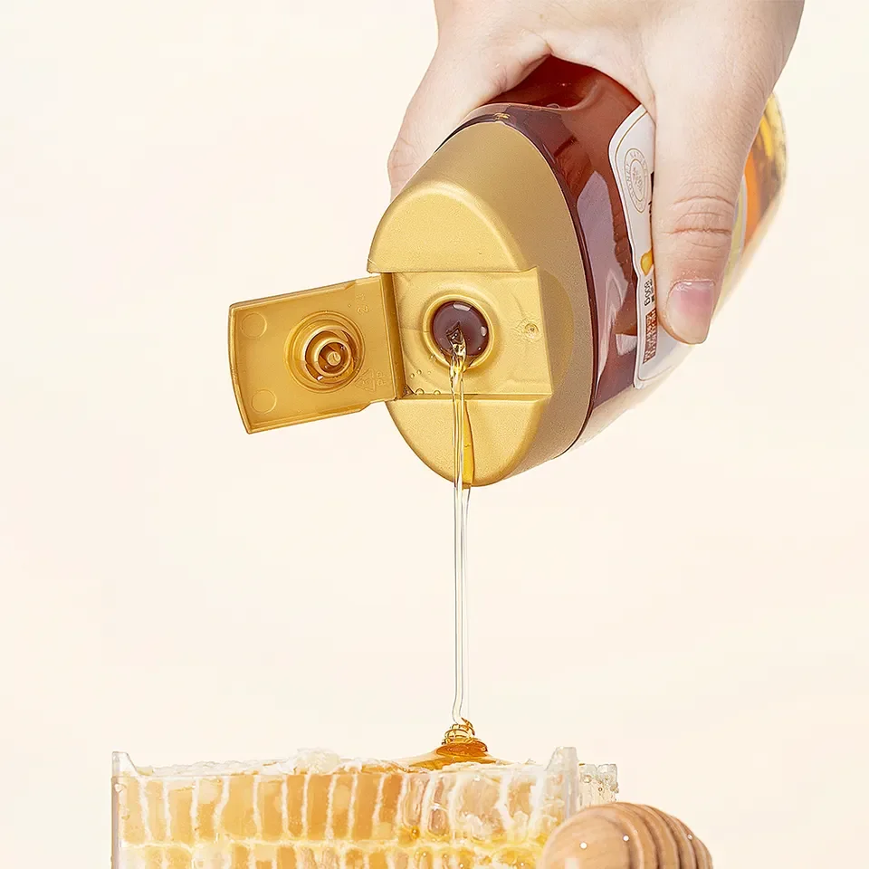 R 2023 New 520g upside down PET sauce honey syrup sauce container plastic squeeze bottle jars with silicone valve lids