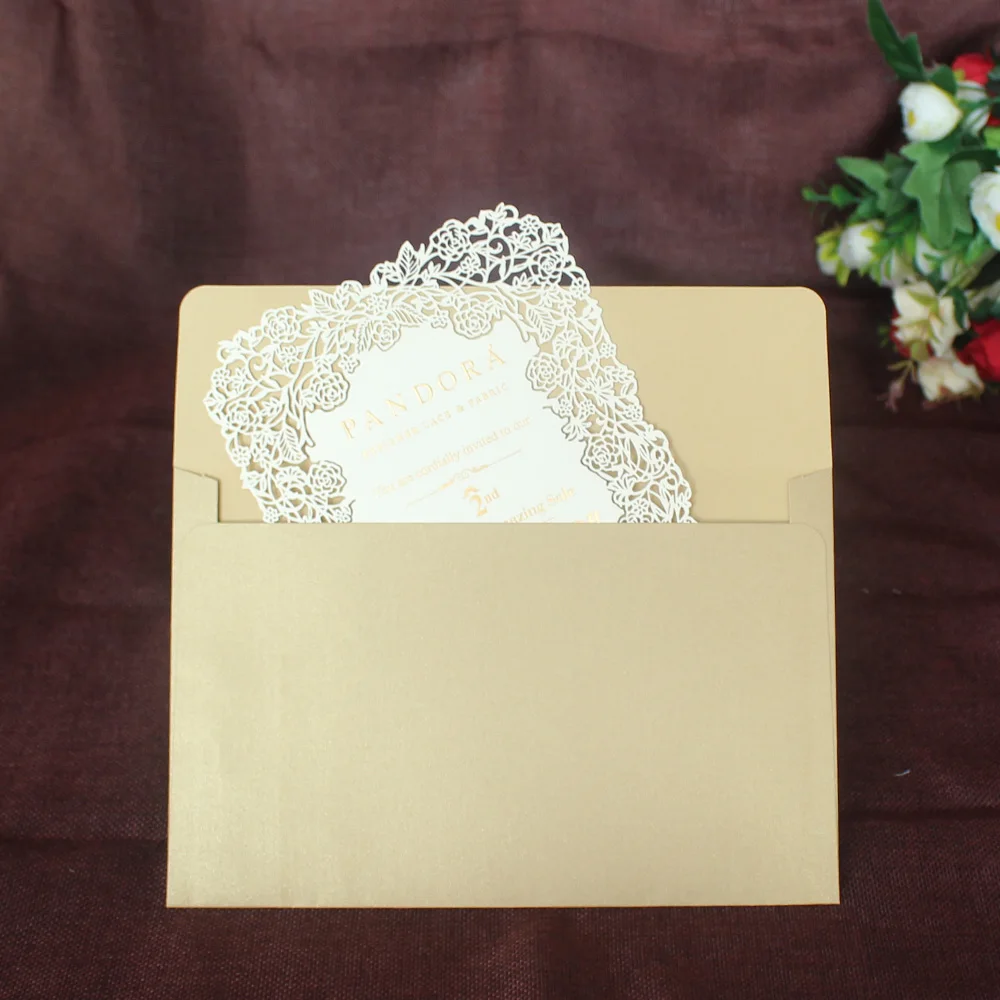 Fancy hot foil laser cut wedding invitation cards models and laser cut menu cards custom greeting cards