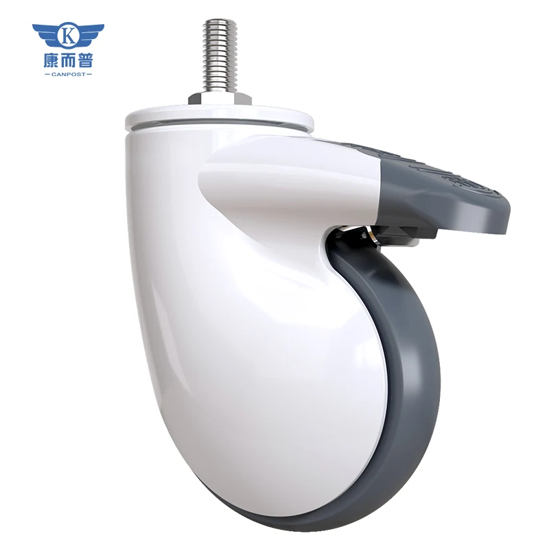 Most Popular Standard Hospital Medical Trolley Wheel High-quality 3/4 Inches TPR Plastic Universal Castor with plate
