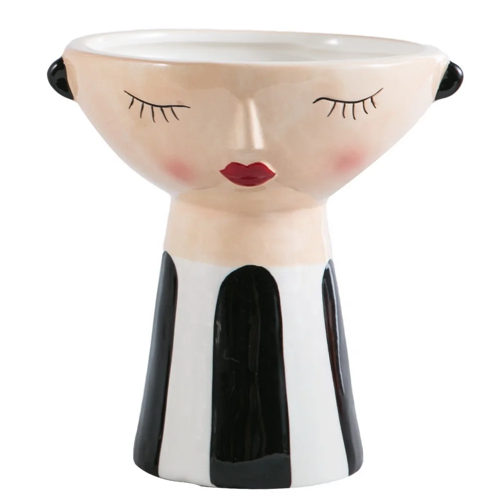 Ceramic Lady Face Flower Face Painting Design Home Decoration Vase Woman
