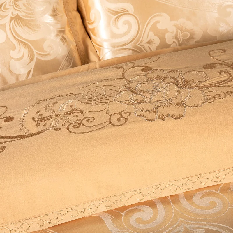 100% cotton jacquard bed sets Hand embroidery bed cover/wholesale bed sheets BS524