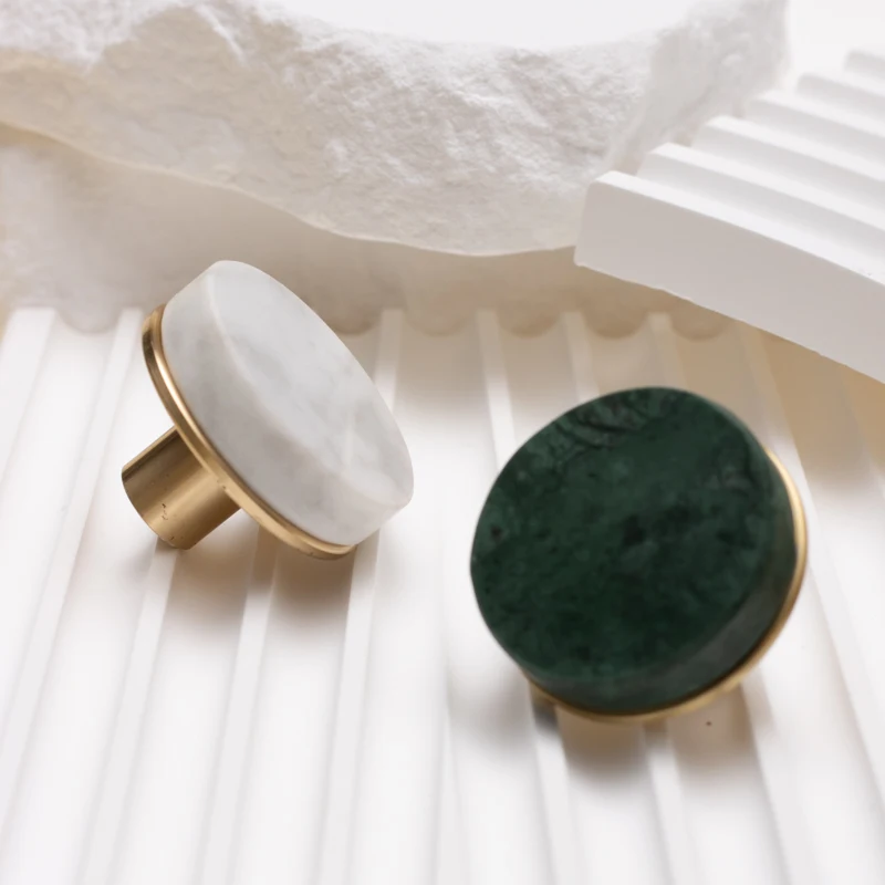 Luxury natural stone marble brass furniture kitchen handle knob cabinet wardrobe drawer door handle hardware accessories
