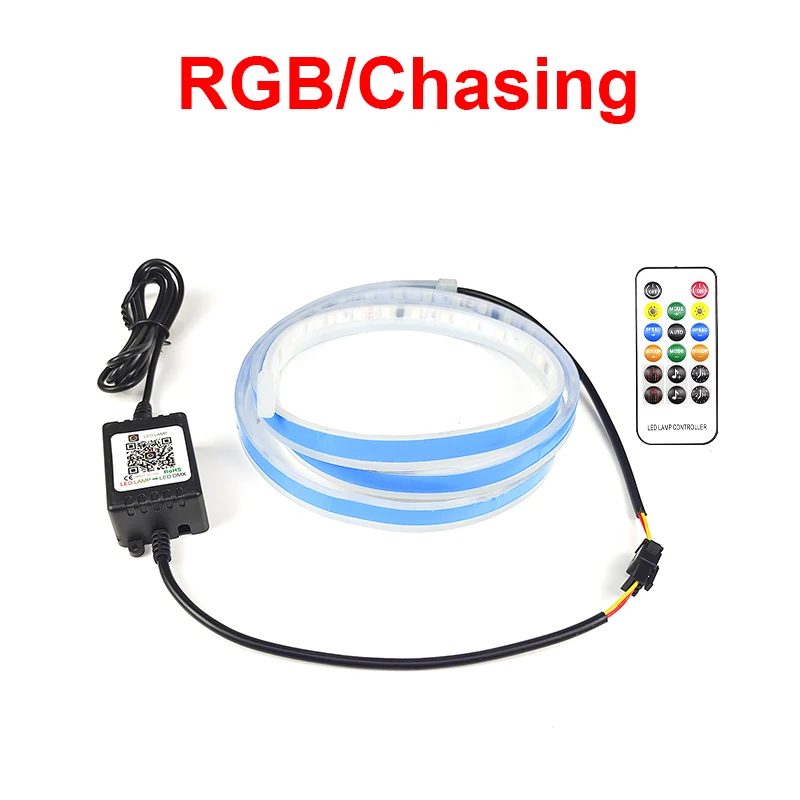Car LED Hood Light 12V Flexible Waterproof Daytime Running Light APP Wireless Control RGB LED Strip Auto Decorative Light